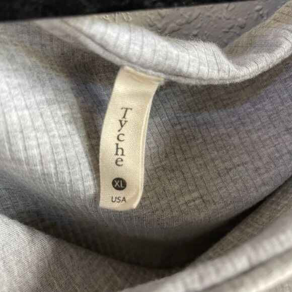 Tyche Grey Asymmetrical Ribbed Rouched Casual Dress - XL - Picture 4 of 5